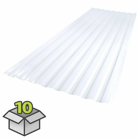 SUNTUF 26 in. x 6 ft. Clear Polycarbonate Roof Panel, 10PK 400985